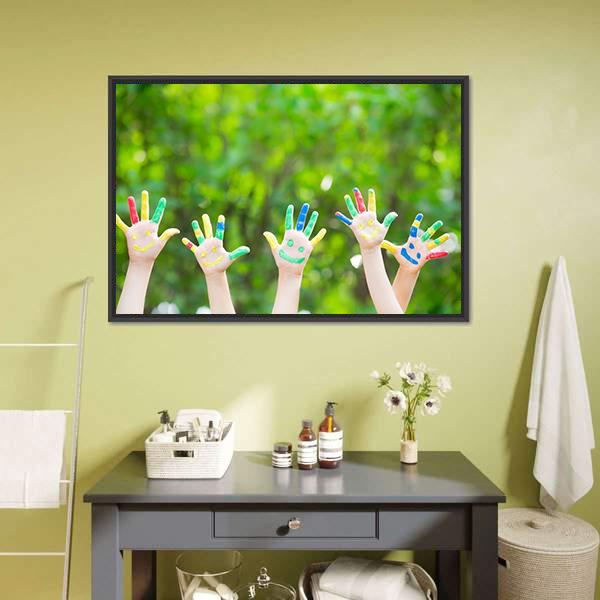Smiley Hands Canvas Wall Art-1 Piece-Floating Frame-24" x 16"-Tiaracle