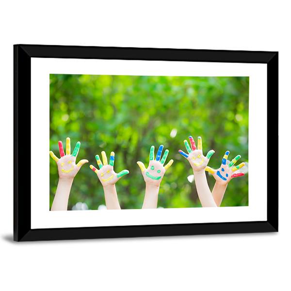 Smiley Hands Canvas Wall Art-5 Horizontal-Gallery Wrap-22" x 12"-Tiaracle