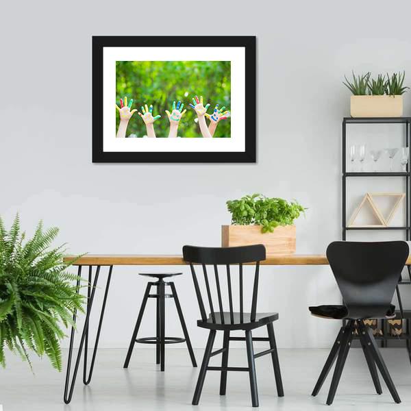 Smiley Hands Canvas Wall Art-5 Horizontal-Gallery Wrap-22" x 12"-Tiaracle