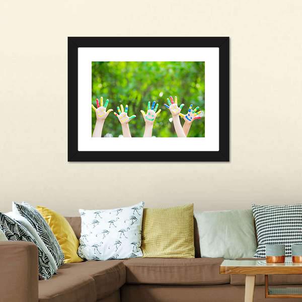 Smiley Hands Canvas Wall Art-5 Horizontal-Gallery Wrap-22" x 12"-Tiaracle