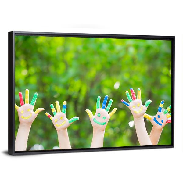 Smiley Hands Canvas Wall Art-5 Horizontal-Gallery Wrap-22" x 12"-Tiaracle