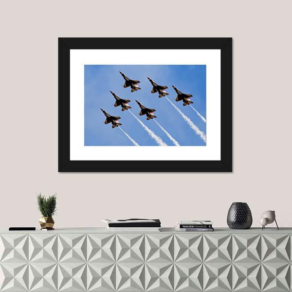 Smoke From Army Jets At Airshow Canvas Wall Art-1 Piece-Framed Print-20" x 16"-Tiaracle