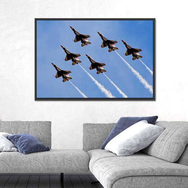 Smoke From Army Jets At Airshow Canvas Wall Art-5 Horizontal-Gallery Wrap-22" x 12"-Tiaracle