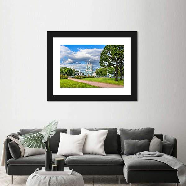 Smolny Cathedral On A Summer Sunny Day Canvas Wall Art-3 Horizontal-Gallery Wrap-25" x 16"-Tiaracle