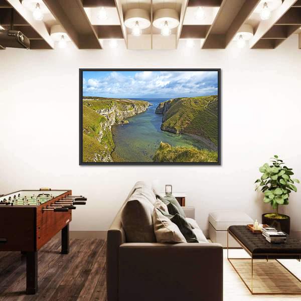 Smoo Cave Bay Landscape Canvas Wall Art-1 Piece-Floating Frame-36" x 24"-Tiaracle