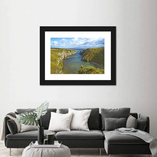 Smoo Cave Bay Landscape Canvas Wall Art-1 Piece-Framed Print-30" x 20"-Tiaracle