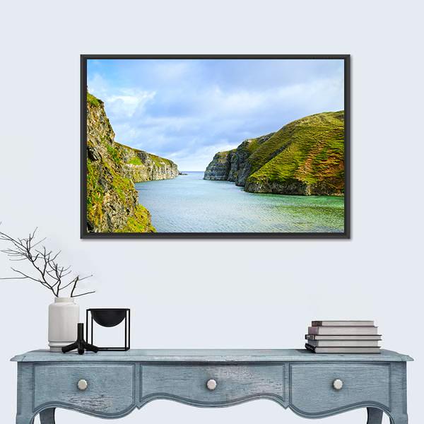 Smoo Cave Bay Landscape In Durness Canvas Wall Art-1 Piece-Floating Frame-24" x 16"-Tiaracle