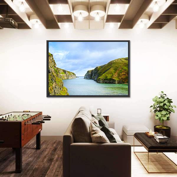 Smoo Cave Bay Landscape In Durness Canvas Wall Art-1 Piece-Floating Frame-36" x 24"-Tiaracle