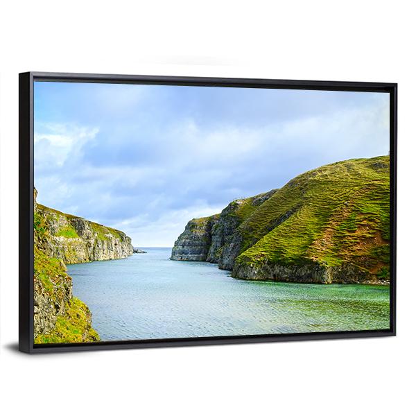 Smoo Cave Bay Landscape In Durness Canvas Wall Art-3 Horizontal-Gallery Wrap-25" x 16"-Tiaracle