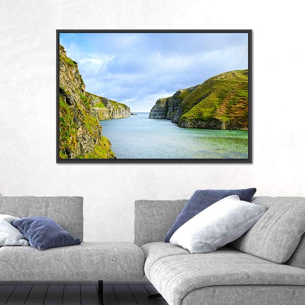 Smoo Cave Bay Landscape In Durness Canvas Wall Art-3 Horizontal-Gallery Wrap-25" x 16"-Tiaracle