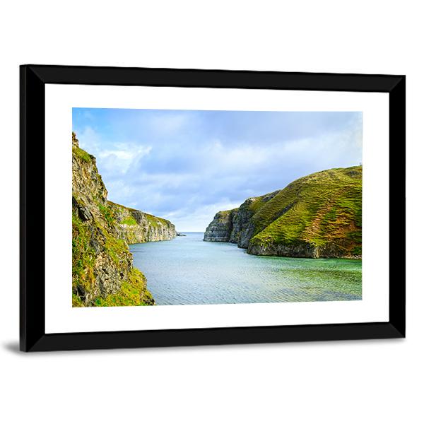 Smoo Cave Bay Landscape In Durness Canvas Wall Art-3 Horizontal-Gallery Wrap-25" x 16"-Tiaracle