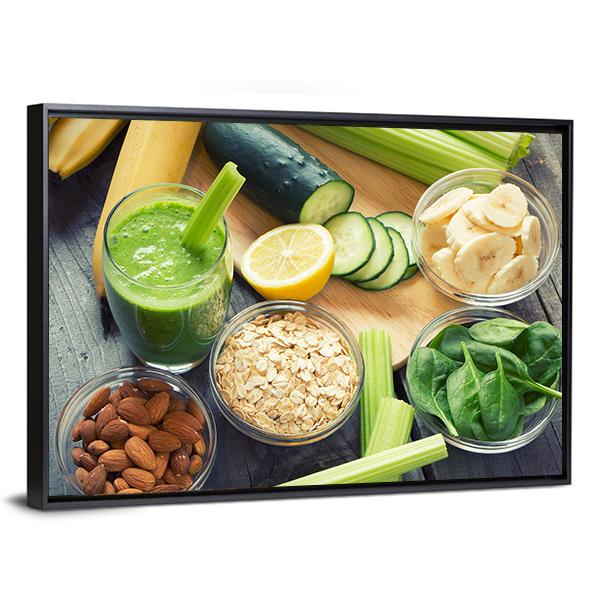 Smoothie With Fruits And Vegetables Canvas Wall Art-5 Horizontal-Gallery Wrap-22" x 12"-Tiaracle
