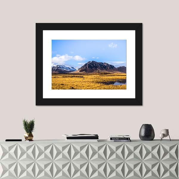 Snaefellsjoekull National Park In Iceland Canvas Wall Art-1 Piece-Framed Print-20" x 16"-Tiaracle