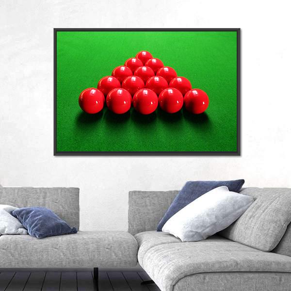 Snooker Balls Arranged In Triangular Shape Ready For Play Canvas Wall Art-5 Horizontal-Gallery Wrap-22" x 12"-Tiaracle