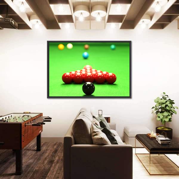 Snooker Balls Ready For Shot Canvas Wall Art-5 Horizontal-Gallery Wrap-22&quot; x 12&quot;-Tiaracle