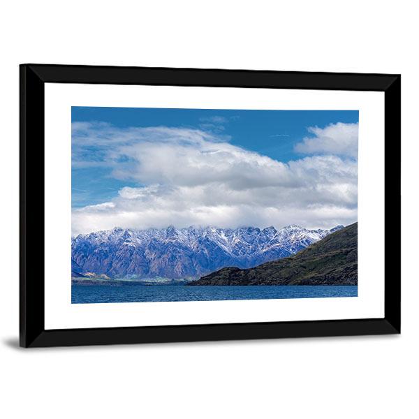 Snow Caped Peaks Across Lake Wakatipu Canvas Wall Art-3 Horizontal-Gallery Wrap-25" x 16"-Tiaracle