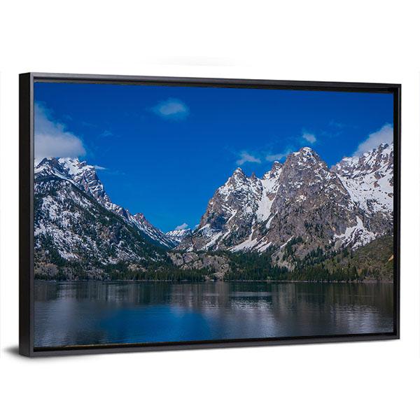 Snow Capped Mountain Reflection In Lake Canvas Wall Art-3 Horizontal-Gallery Wrap-25" x 16"-Tiaracle
