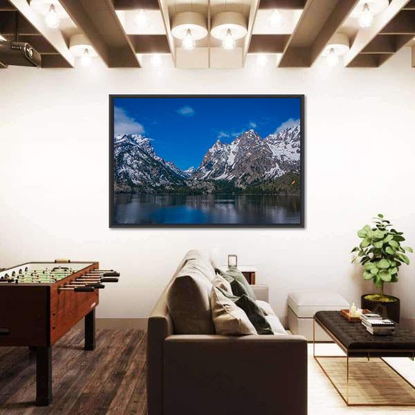 Snow Capped Mountain Reflection In Lake Canvas Wall Art-3 Horizontal-Gallery Wrap-25" x 16"-Tiaracle