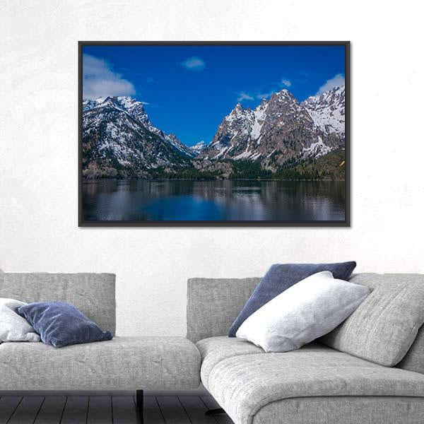 Snow Capped Mountain Reflection In Lake Canvas Wall Art-3 Horizontal-Gallery Wrap-25" x 16"-Tiaracle