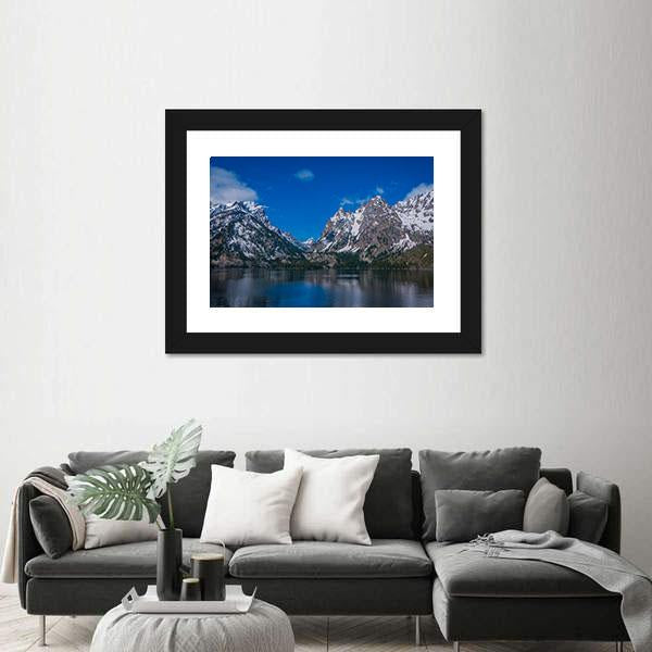 Snow Capped Mountain Reflection In Lake Canvas Wall Art-3 Horizontal-Gallery Wrap-25" x 16"-Tiaracle