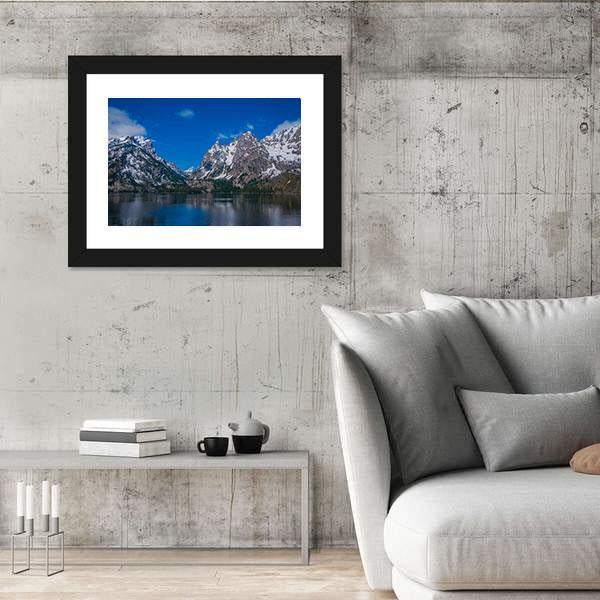 Snow Capped Mountain Reflection In Lake Canvas Wall Art-3 Horizontal-Gallery Wrap-25" x 16"-Tiaracle