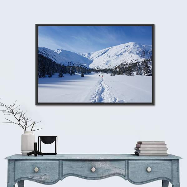Snow Hiking Trail Poland Canvas Wall Art-1 Piece-Floating Frame-24" x 16"-Tiaracle