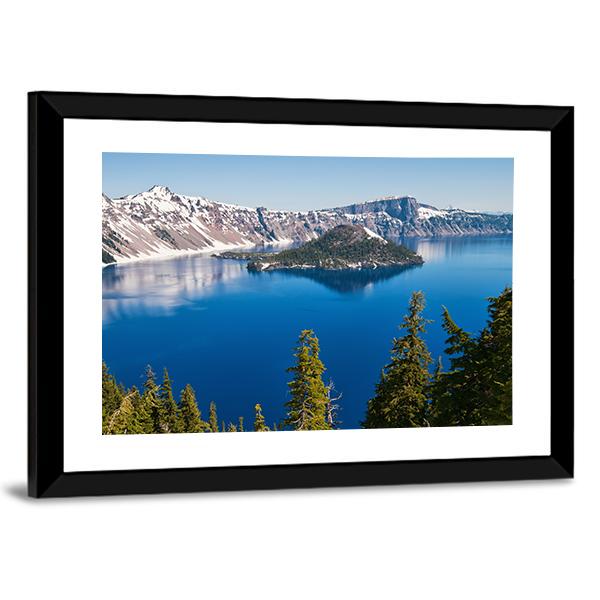 Snow In Summer On Crater Lake Canvas Wall Art-5 Horizontal-Gallery Wrap-22" x 12"-Tiaracle