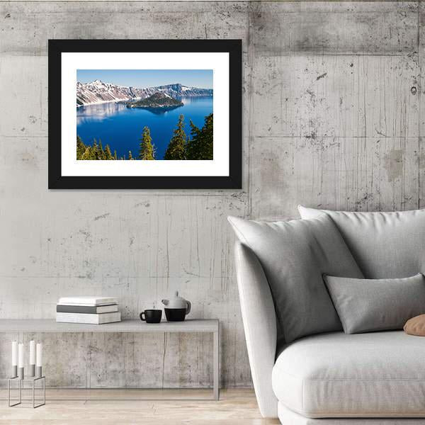 Snow In Summer On Crater Lake Canvas Wall Art-5 Horizontal-Gallery Wrap-22" x 12"-Tiaracle
