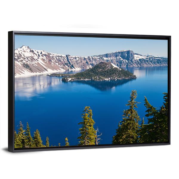 Snow In Summer On Crater Lake Canvas Wall Art-5 Horizontal-Gallery Wrap-22" x 12"-Tiaracle