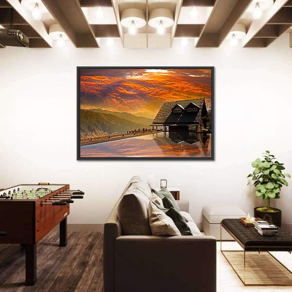 Snow Mountain Trail Head Huts In Taichung Taiwan Canvas Wall Art-1 Piece-Floating Frame-36" x 24"-Tiaracle