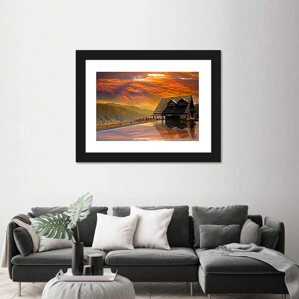 Snow Mountain Trail Head Huts In Taichung Taiwan Canvas Wall Art-1 Piece-Framed Print-30" x 20"-Tiaracle