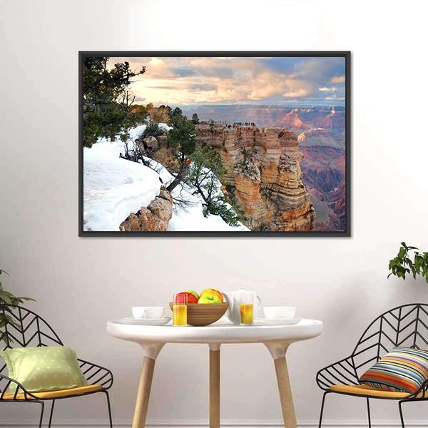 Snow On Grand Canyon Canvas Wall Art-5 Horizontal-Gallery Wrap-22" x 12"-Tiaracle