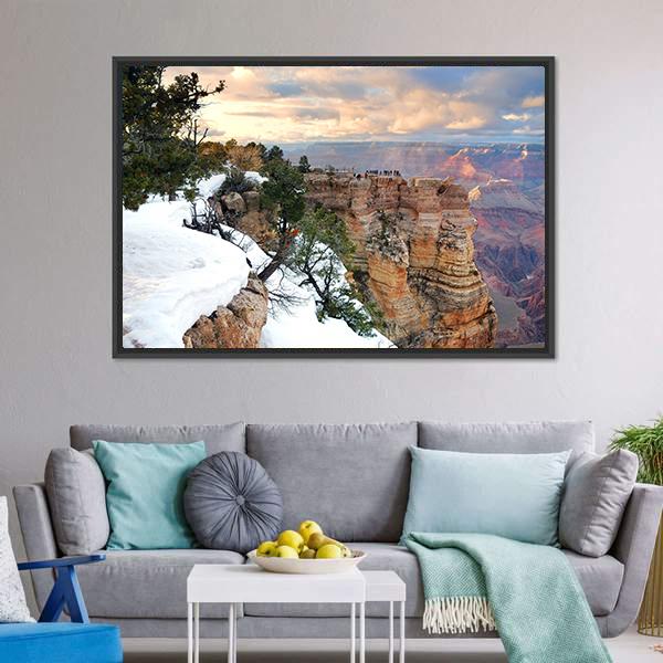 Snow On Grand Canyon Canvas Wall Art-5 Horizontal-Gallery Wrap-22" x 12"-Tiaracle