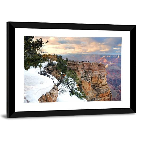 Snow On Grand Canyon Canvas Wall Art-5 Horizontal-Gallery Wrap-22" x 12"-Tiaracle