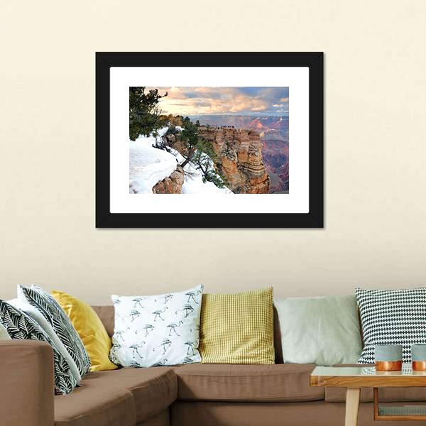 Snow On Grand Canyon Canvas Wall Art-5 Horizontal-Gallery Wrap-22" x 12"-Tiaracle