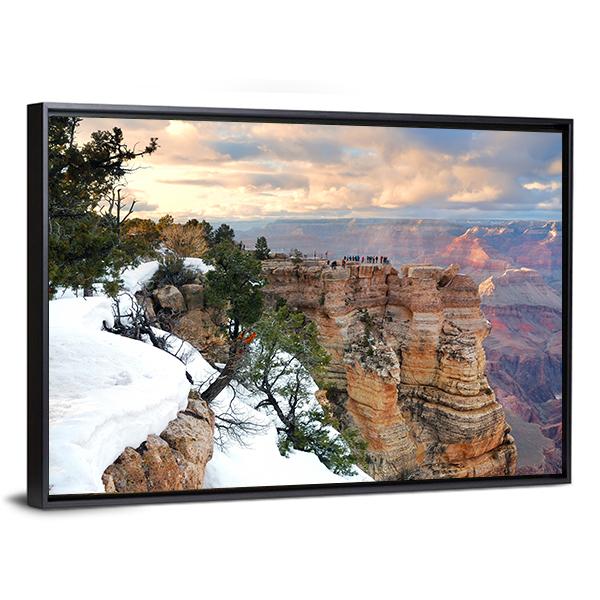Snow On Grand Canyon Canvas Wall Art-5 Horizontal-Gallery Wrap-22" x 12"-Tiaracle