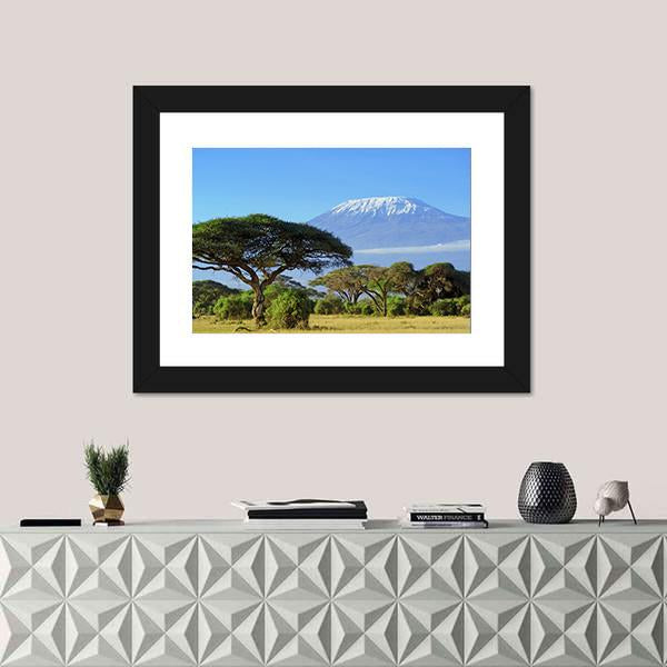 Snow On Top Of Mount Kilimanjaro Canvas Wall Art-1 Piece-Framed Print-20" x 16"-Tiaracle