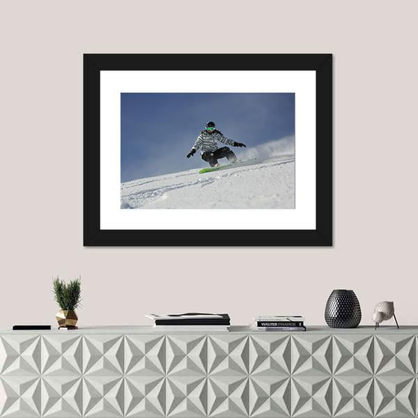 Snowboard Woman Racing Downhill Slope Canvas Wall Art-5 Horizontal-Gallery Wrap-22" x 12"-Tiaracle