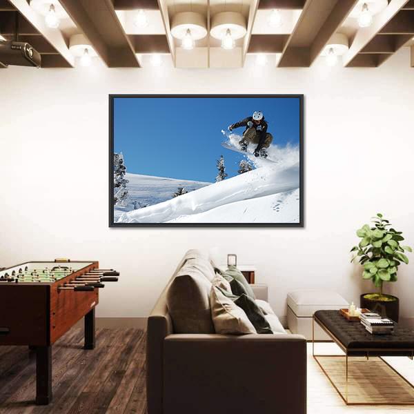 Snowboarder Jumping Motion Canvas Wall Art-5 Horizontal-Gallery Wrap-22" x 12"-Tiaracle