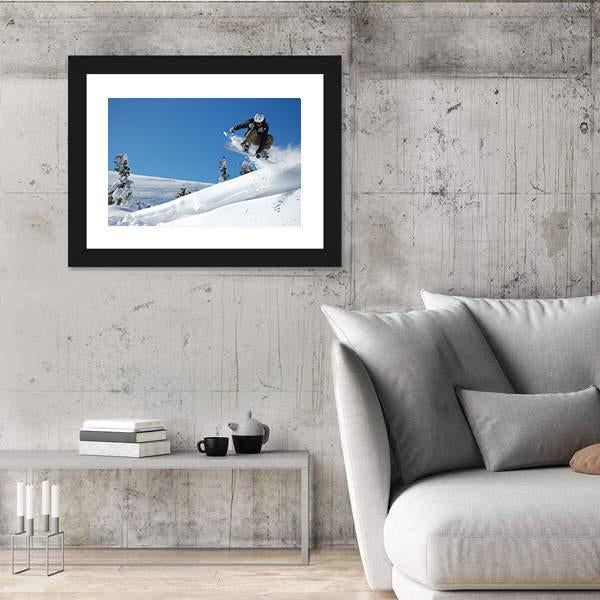 Snowboarder Jumping Motion Canvas Wall Art-5 Horizontal-Gallery Wrap-22" x 12"-Tiaracle