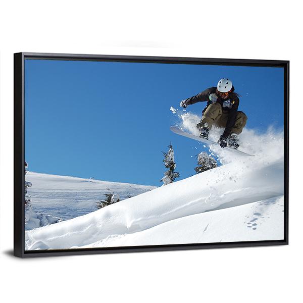 Snowboarder Jumping Motion Canvas Wall Art-5 Horizontal-Gallery Wrap-22" x 12"-Tiaracle