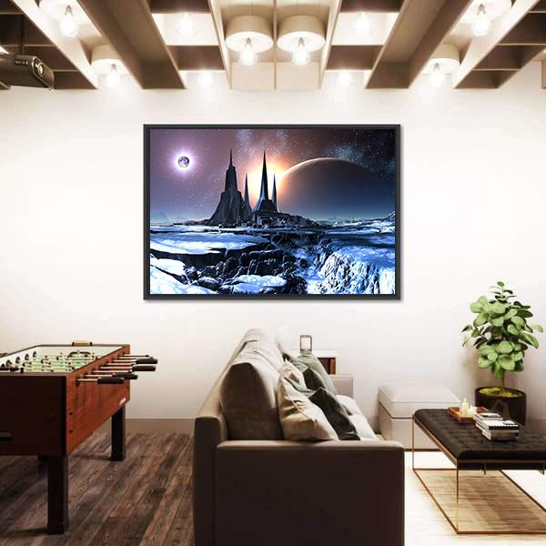 Snowy Alien Planet Canvas Wall Art-5 Horizontal-Gallery Wrap-22" x 12"-Tiaracle
