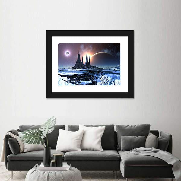 Snowy Alien Planet Canvas Wall Art-5 Horizontal-Gallery Wrap-22" x 12"-Tiaracle