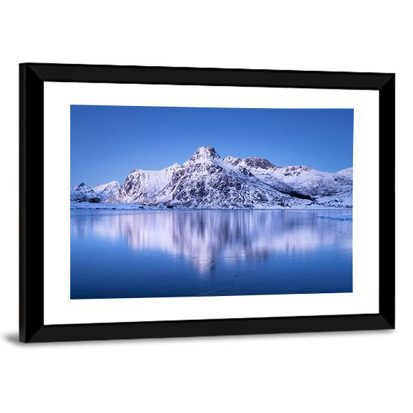 Snowy Mountain Reflection In Lake Canvas Wall Art-3 Horizontal-Gallery Wrap-25" x 16"-Tiaracle