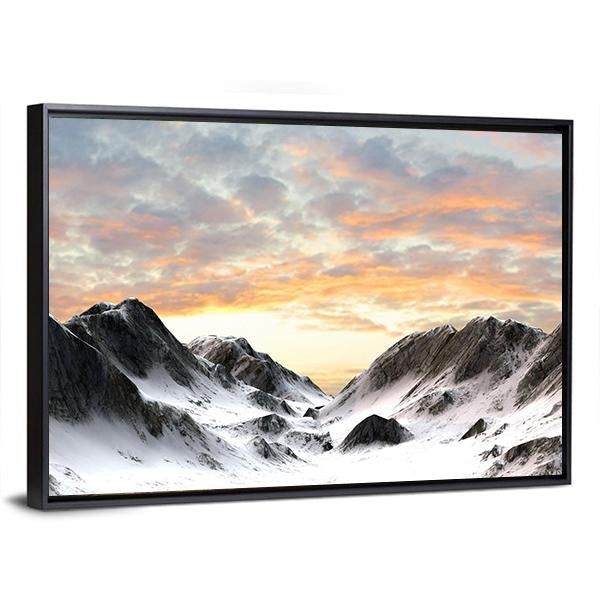 Snowy Mountains Peak Canvas Wall Art-3 Horizontal-Gallery Wrap-25" x 16"-Tiaracle