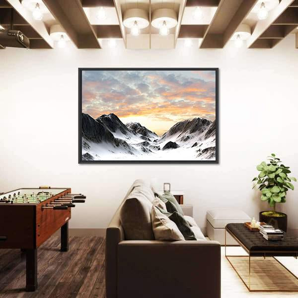 Snowy Mountains Peak Canvas Wall Art-3 Horizontal-Gallery Wrap-25" x 16"-Tiaracle
