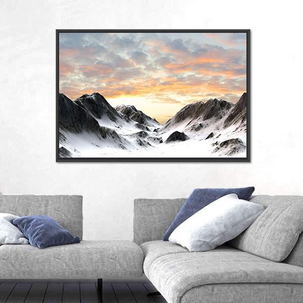 Snowy Mountains Peak Canvas Wall Art-3 Horizontal-Gallery Wrap-25" x 16"-Tiaracle