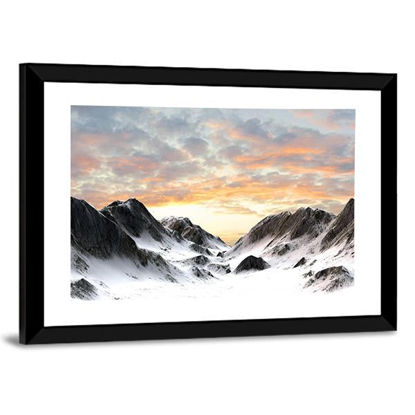 Snowy Mountains Peak Canvas Wall Art-3 Horizontal-Gallery Wrap-25" x 16"-Tiaracle