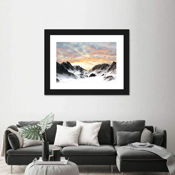 Snowy Mountains Peak Canvas Wall Art-3 Horizontal-Gallery Wrap-25" x 16"-Tiaracle