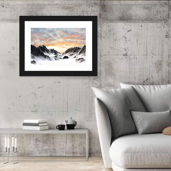 Snowy Mountains Peak Canvas Wall Art-3 Horizontal-Gallery Wrap-25" x 16"-Tiaracle